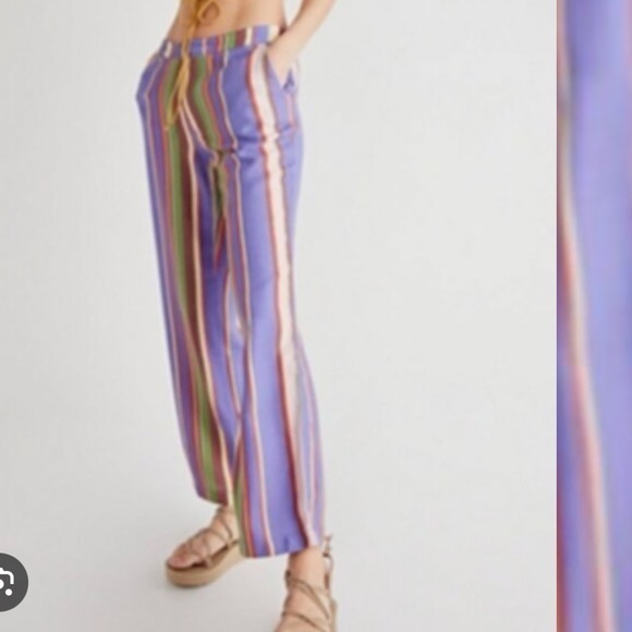 Free People Pants - Free People La Paz Striped Cotton Crops Size 2